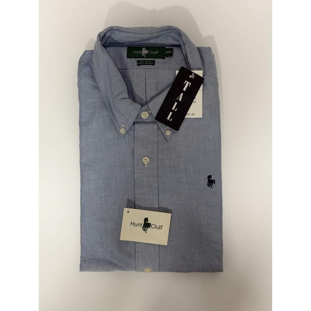 Hunt Club, Men's Long Sleeve Button Down Shirt, Blue, Size XXL Tall